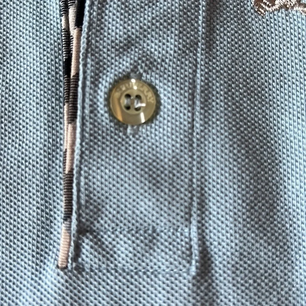 Burberry pale blue long sleeve polo shirt